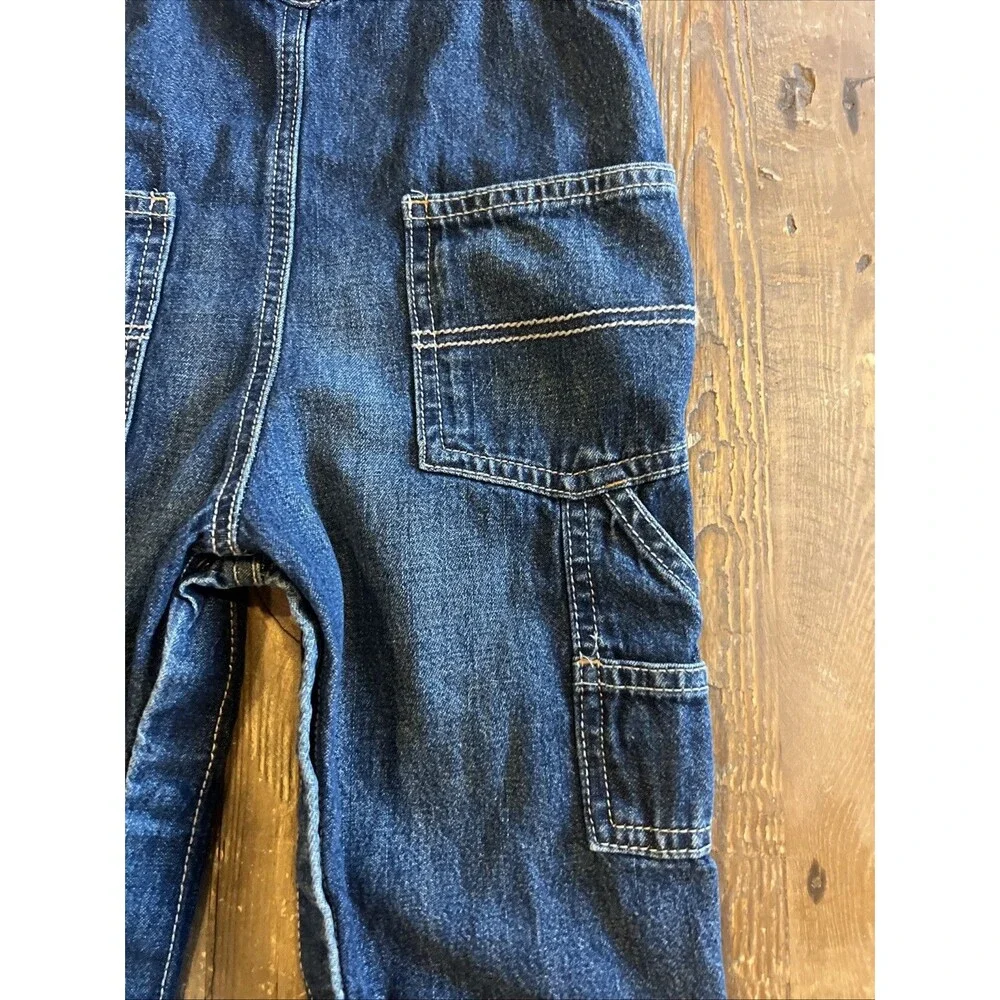 OshKosh B'gosh Blue Jean Denim Vestbak Bib Overalls Size 18 Months Toddler EUC